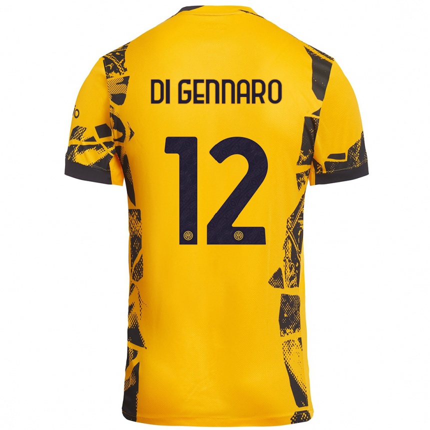 Niño Fútbol Camiseta Raffaele Di Gennaro #12 Dorado Negro Equipación Tercera 2024/25 Perú