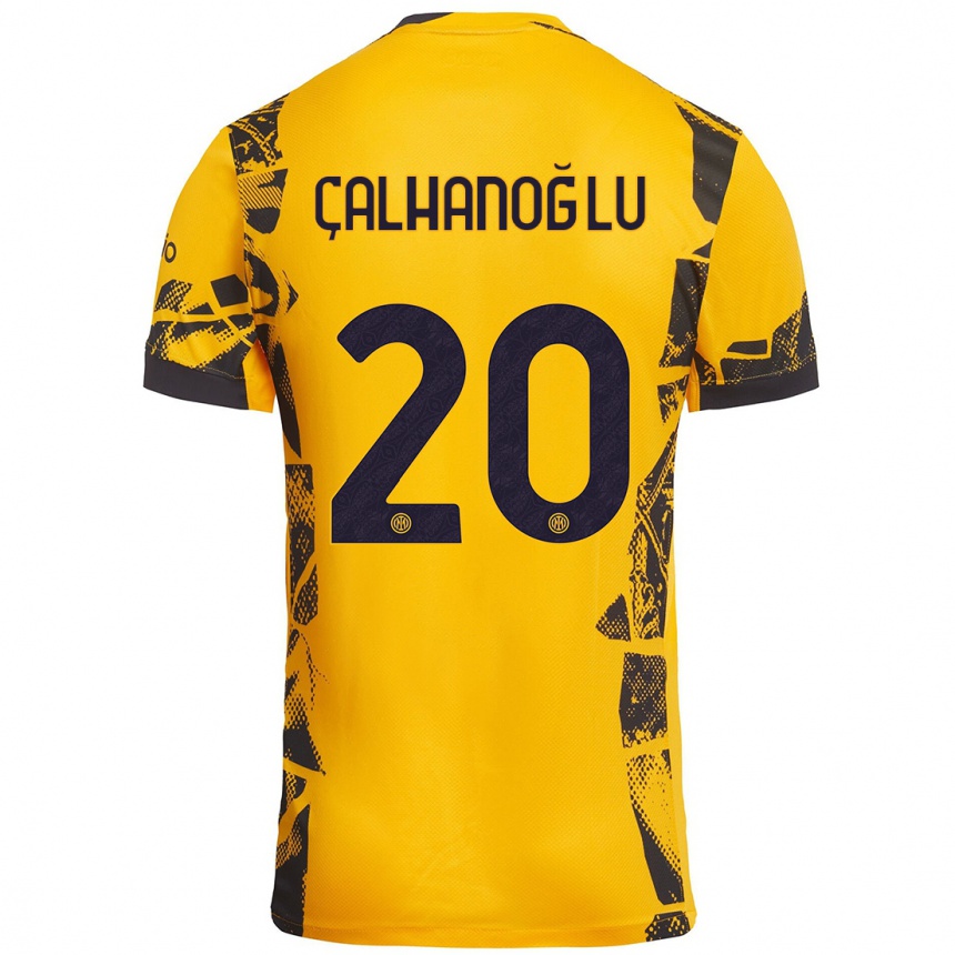 Niño Fútbol Camiseta Hakan Çalhanoğlu #20 Dorado Negro Equipación Tercera 2024/25 Perú