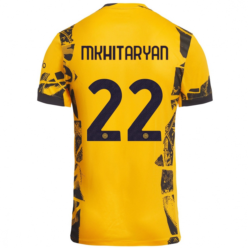 Niño Fútbol Camiseta Henrikh Mkhitaryan #22 Dorado Negro Equipación Tercera 2024/25 Perú