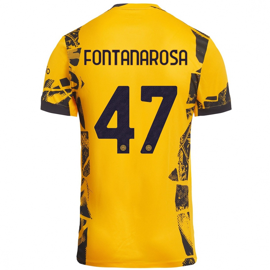 Niño Fútbol Camiseta Alessandro Fontanarosa #47 Dorado Negro Equipación Tercera 2024/25 Perú