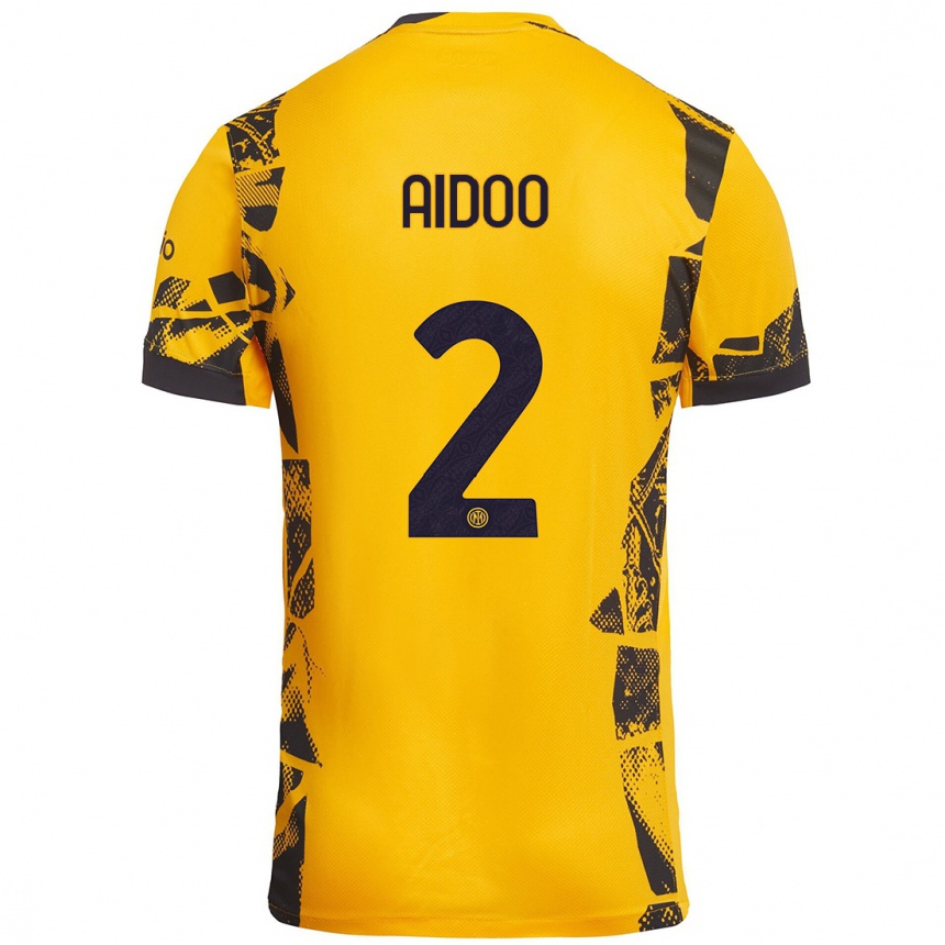 Niño Fútbol Camiseta Mike Aidoo #2 Dorado Negro Equipación Tercera 2024/25 Perú