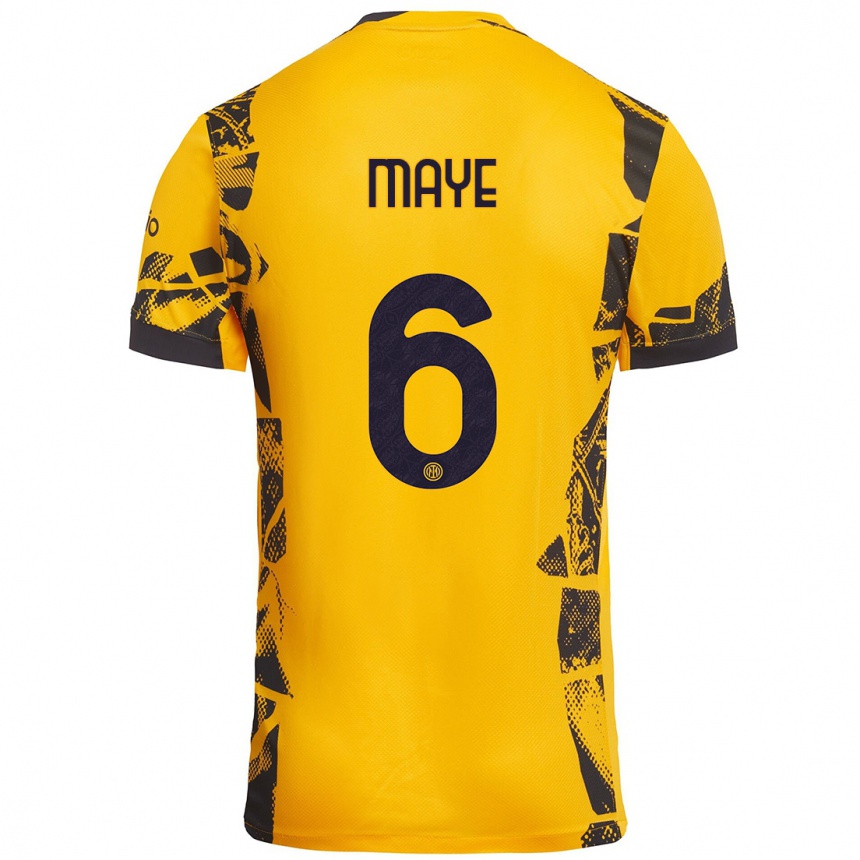 Niño Fútbol Camiseta Yvan Maye #6 Dorado Negro Equipación Tercera 2024/25 Perú