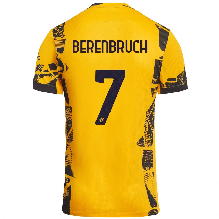 Niño Fútbol Camiseta Thomas Berenbruch #7 Dorado Negro Equipación Tercera 2024/25 Perú