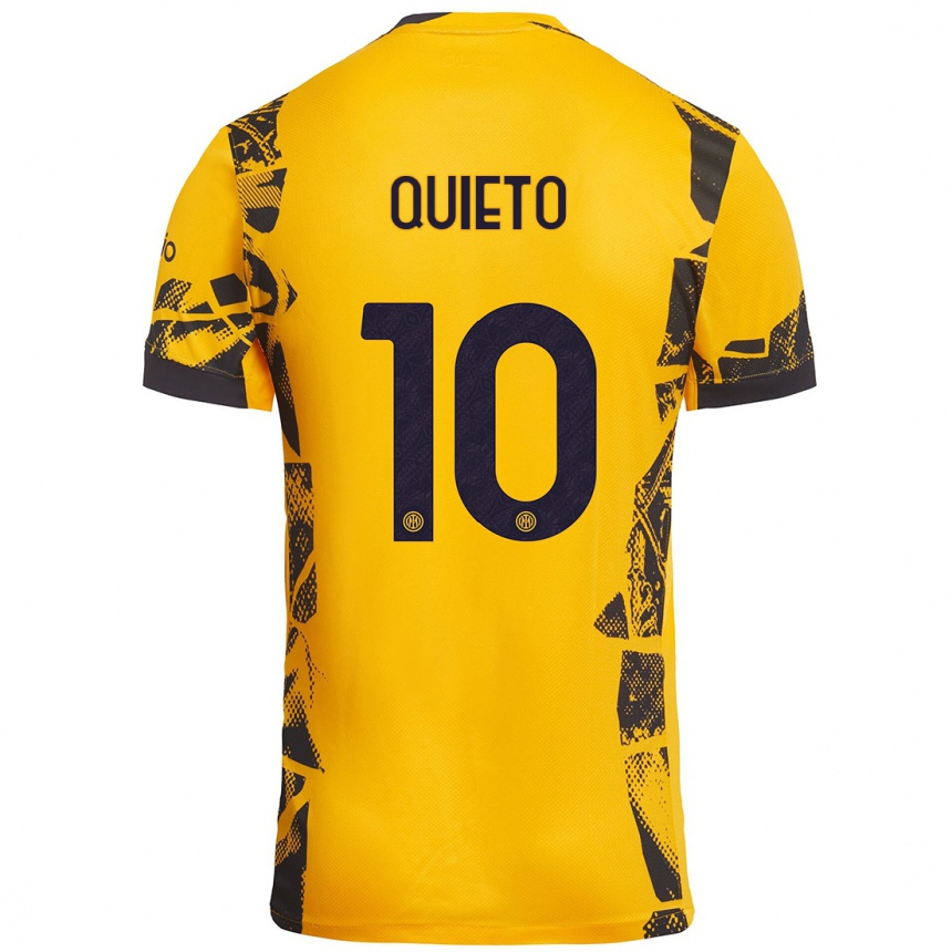 Niño Fútbol Camiseta Daniele Quieto #10 Dorado Negro Equipación Tercera 2024/25 Perú