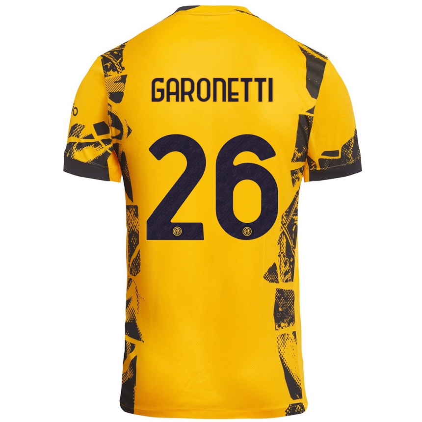 Niño Fútbol Camiseta Gabriele Garonetti #26 Dorado Negro Equipación Tercera 2024/25 Perú