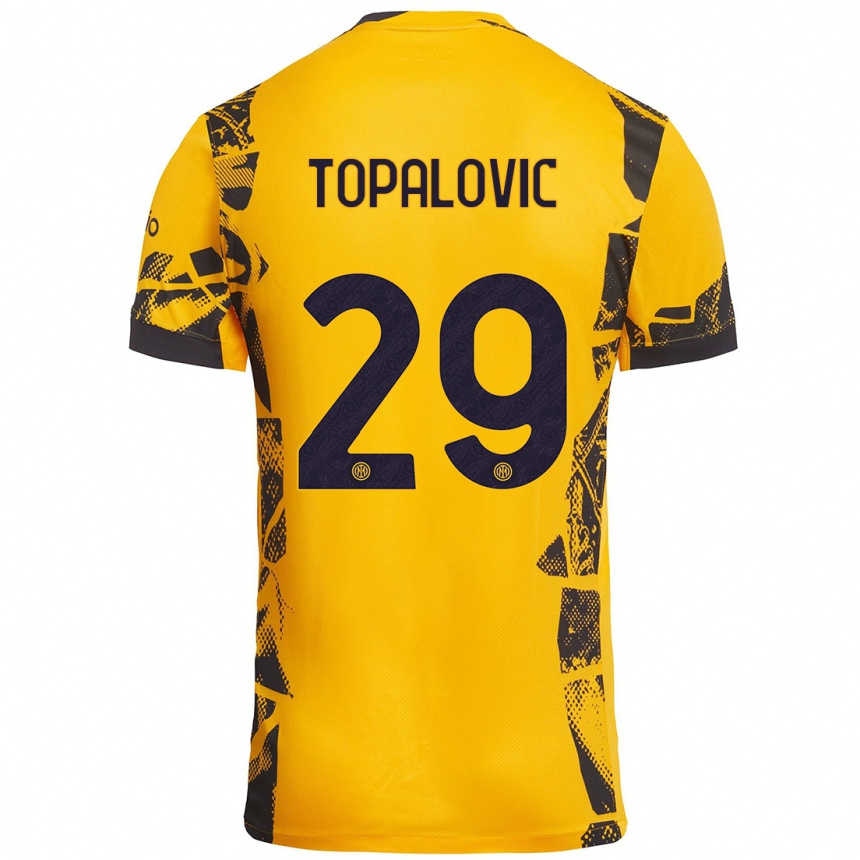 Niño Fútbol Camiseta Luka Topalovic #29 Dorado Negro Equipación Tercera 2024/25 Perú