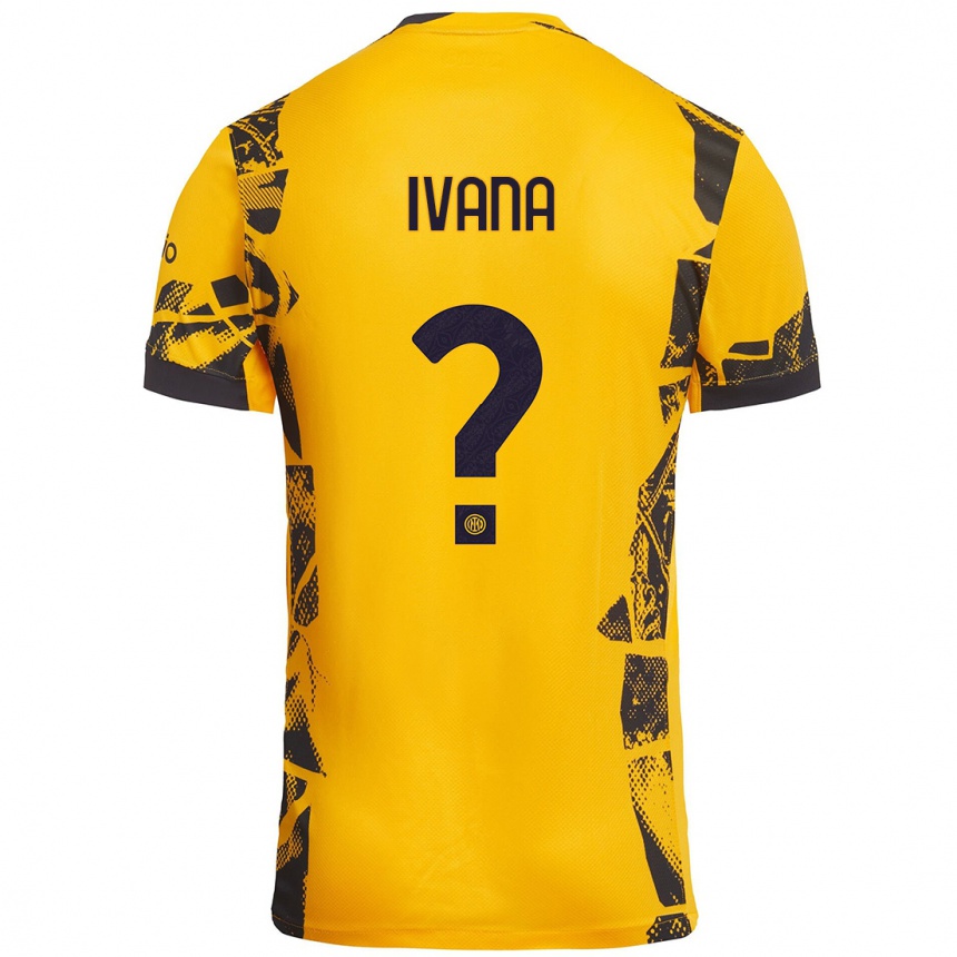 Niño Fútbol Camiseta Ivana Andrés #0 Dorado Negro Equipación Tercera 2024/25 Perú