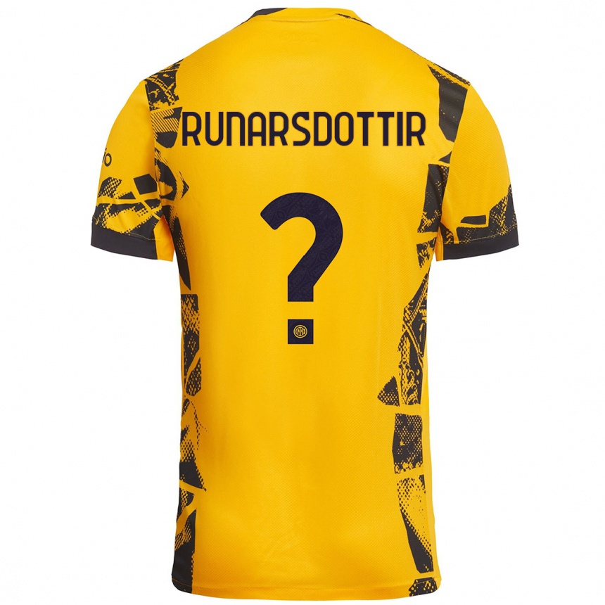 Niño Fútbol Camiseta Cecilía Rán Rúnarsdóttir #0 Dorado Negro Equipación Tercera 2024/25 Perú