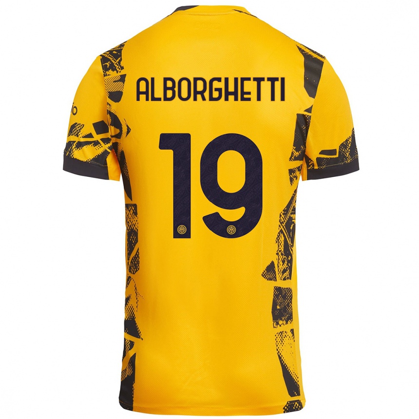 Niño Fútbol Camiseta Lisa Alborghetti #19 Dorado Negro Equipación Tercera 2024/25 Perú