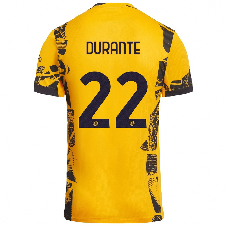 Niño Fútbol Camiseta Francesca Durante #22 Dorado Negro Equipación Tercera 2024/25 Perú