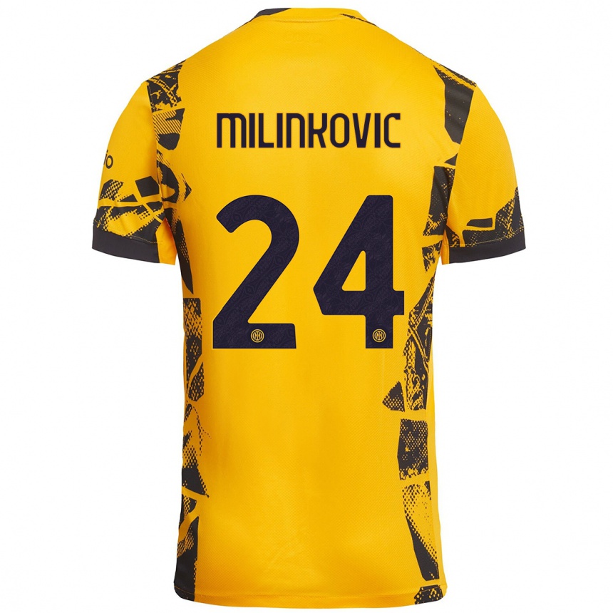 Niño Fútbol Camiseta Marija Milinković #24 Dorado Negro Equipación Tercera 2024/25 Perú