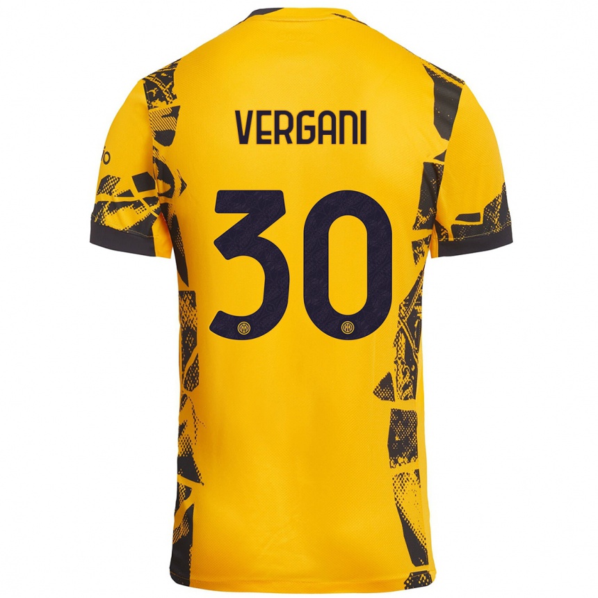 Niño Fútbol Camiseta Bianca Vergani #30 Dorado Negro Equipación Tercera 2024/25 Perú