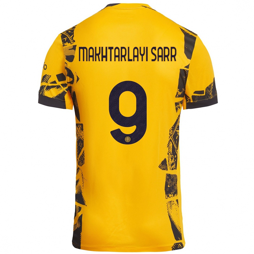 Niño Fútbol Camiseta Amadou Makhtarlayi Sarr #9 Dorado Negro Equipación Tercera 2024/25 Perú