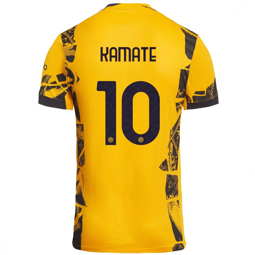 Niño Fútbol Camiseta Issiaka Kamate #10 Dorado Negro Equipación Tercera 2024/25 Perú