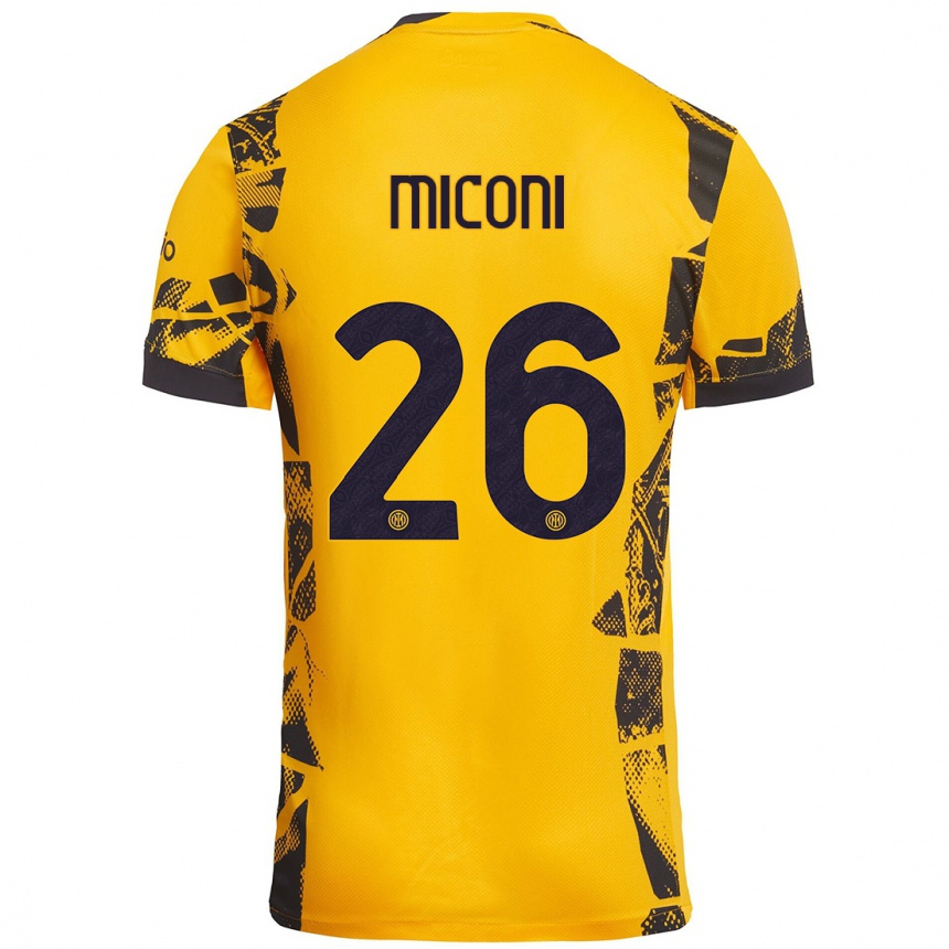 Niño Fútbol Camiseta Riccardo Miconi #26 Dorado Negro Equipación Tercera 2024/25 Perú