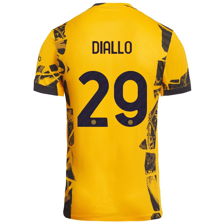 Niño Fútbol Camiseta Oumar Diallo #29 Dorado Negro Equipación Tercera 2024/25 Perú