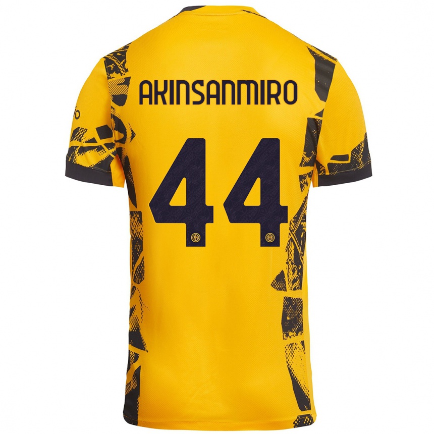 Niño Fútbol Camiseta Ebenezer Akinsanmiro #44 Dorado Negro Equipación Tercera 2024/25 Perú