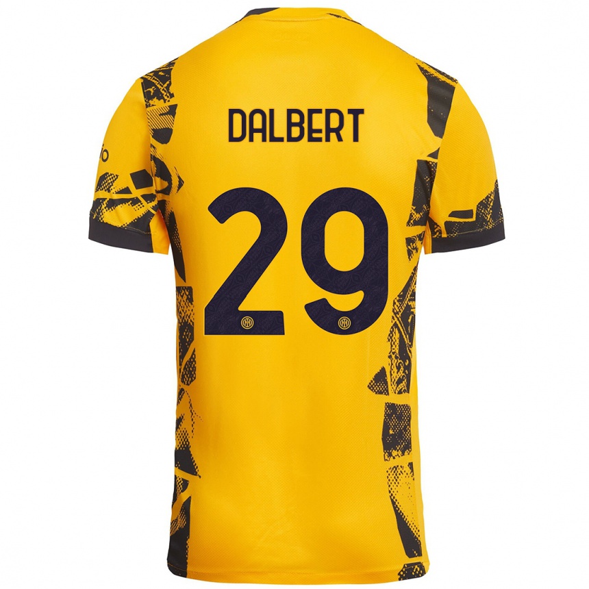 Niño Fútbol Camiseta Dalbert #29 Dorado Negro Equipación Tercera 2024/25 Perú