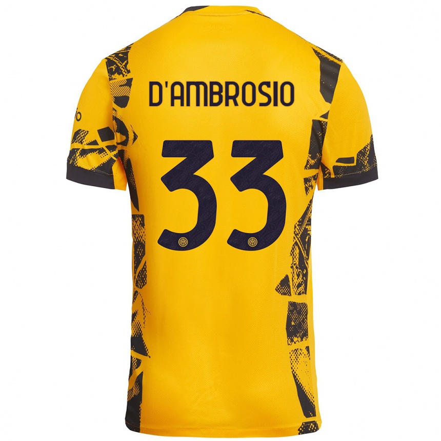 Niño Fútbol Camiseta Danilo D'ambrosio #33 Dorado Negro Equipación Tercera 2024/25 Perú