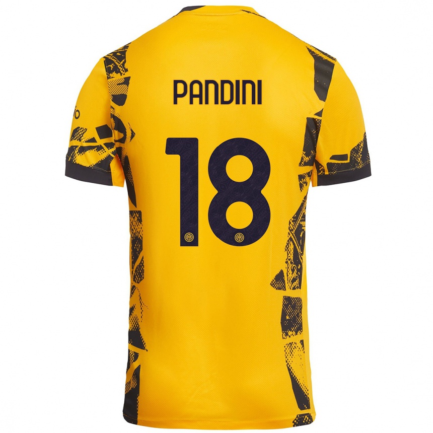 Niño Fútbol Camiseta Marta Pandini #18 Dorado Negro Equipación Tercera 2024/25 Perú