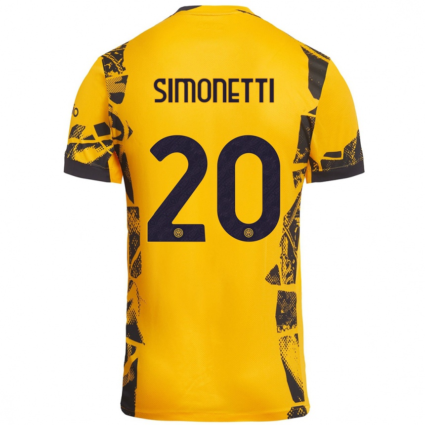 Niño Fútbol Camiseta Flaminia Simonetti #20 Dorado Negro Equipación Tercera 2024/25 Perú