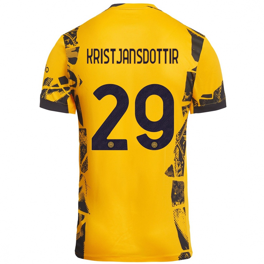 Niño Fútbol Camiseta Anna Bjork Kristjansdottir #29 Dorado Negro Equipación Tercera 2024/25 Perú