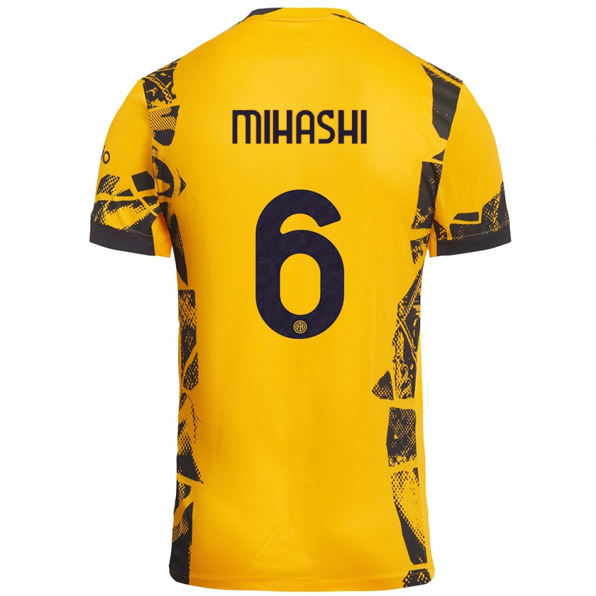 Niño Fútbol Camiseta Mana Mihashi #6 Dorado Negro Equipación Tercera 2024/25 Perú