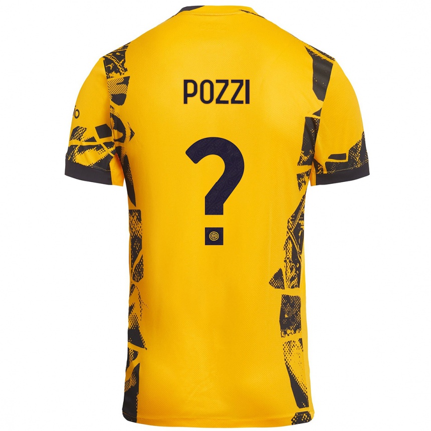 Niño Fútbol Camiseta Andrea Pozzi #0 Dorado Negro Equipación Tercera 2024/25 Perú