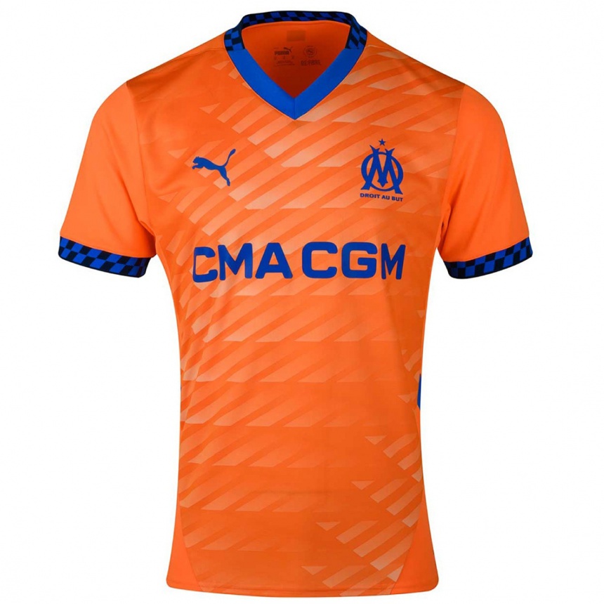 Niño Fútbol Camiseta Geoffrey Kondogbia #19 Naranja Azul Oscuro Equipación Tercera 2024/25 Perú