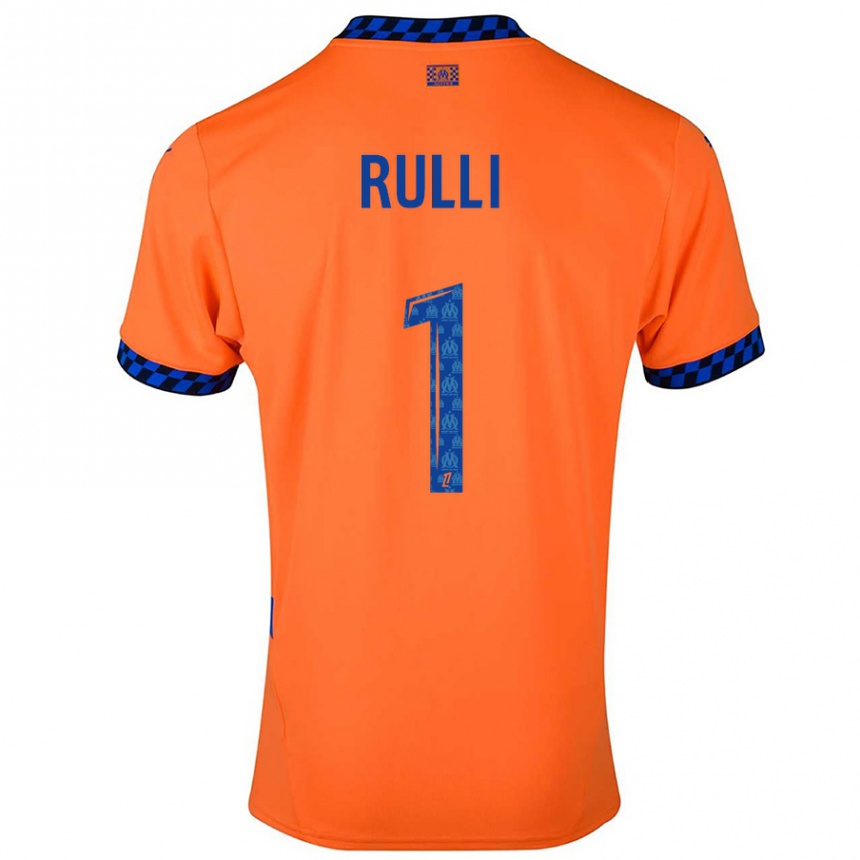 Niño Fútbol Camiseta Gerónimo Rulli #1 Naranja Azul Oscuro Equipación Tercera 2024/25 Perú