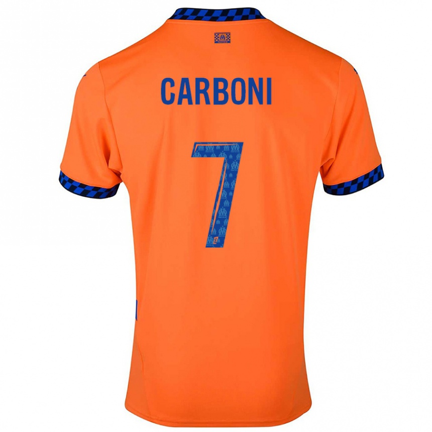 Niño Fútbol Camiseta Valentín Carboni #7 Naranja Azul Oscuro Equipación Tercera 2024/25 Perú