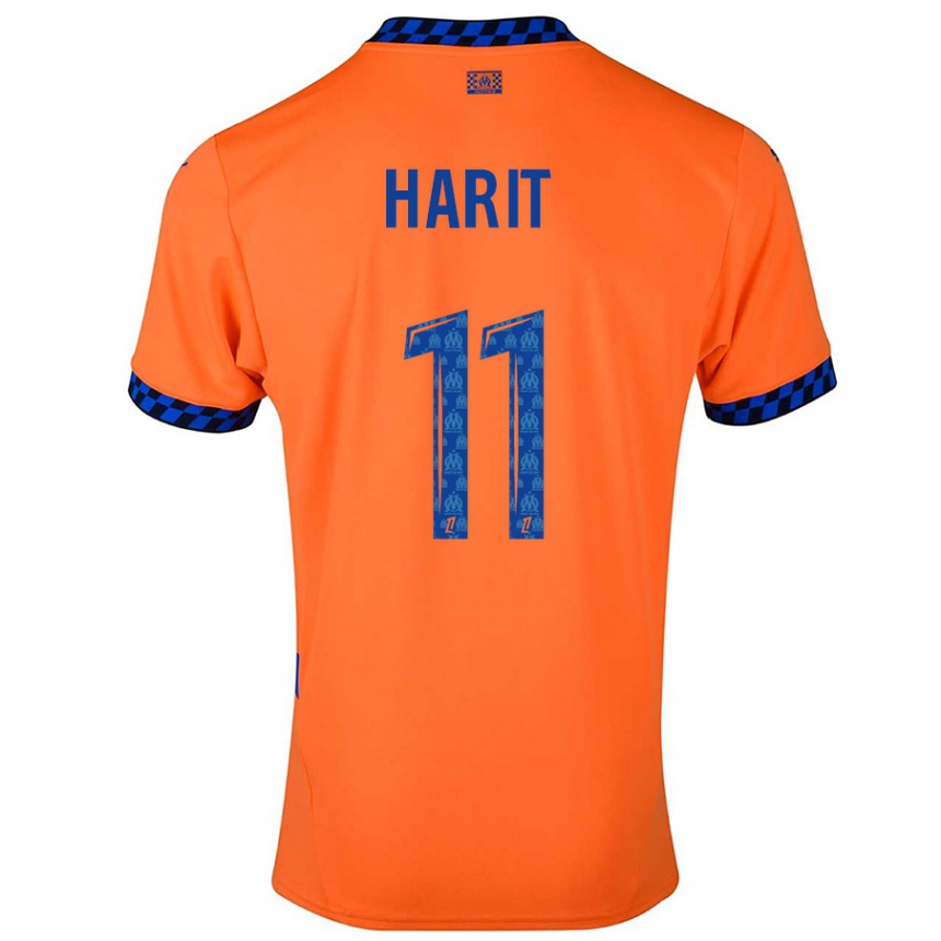 Niño Fútbol Camiseta Amine Harit #11 Naranja Azul Oscuro Equipación Tercera 2024/25 Perú