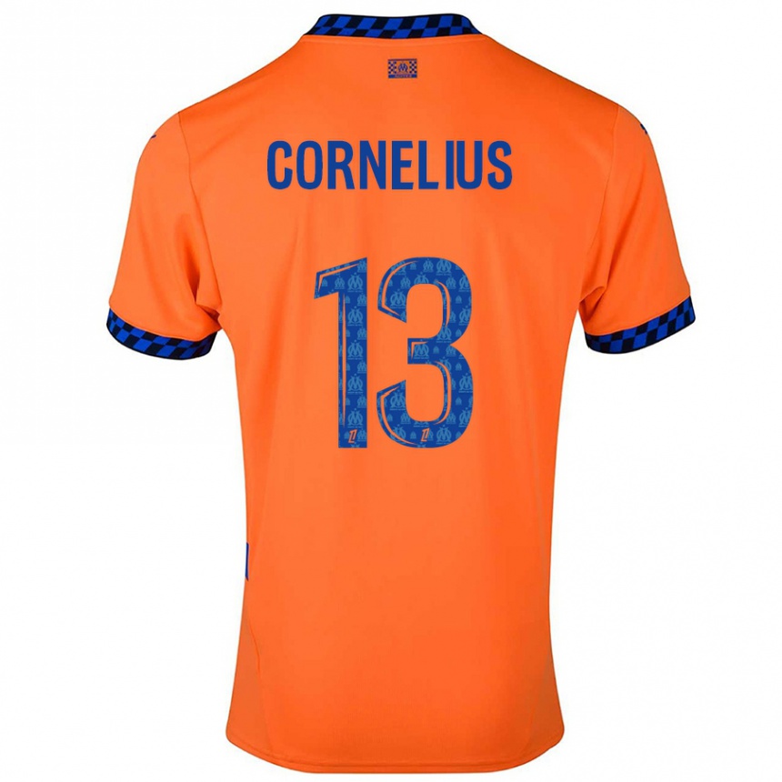 Niño Fútbol Camiseta Derek Cornelius #13 Naranja Azul Oscuro Equipación Tercera 2024/25 Perú