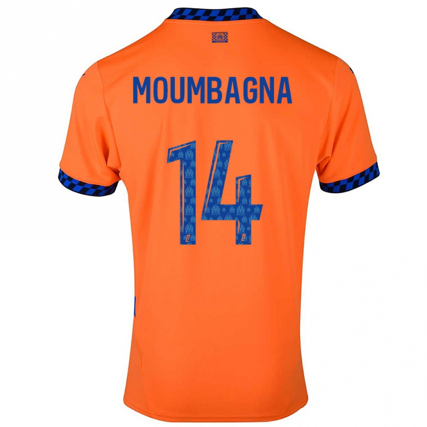 Niño Fútbol Camiseta Faris Moumbagna #14 Naranja Azul Oscuro Equipación Tercera 2024/25 Perú