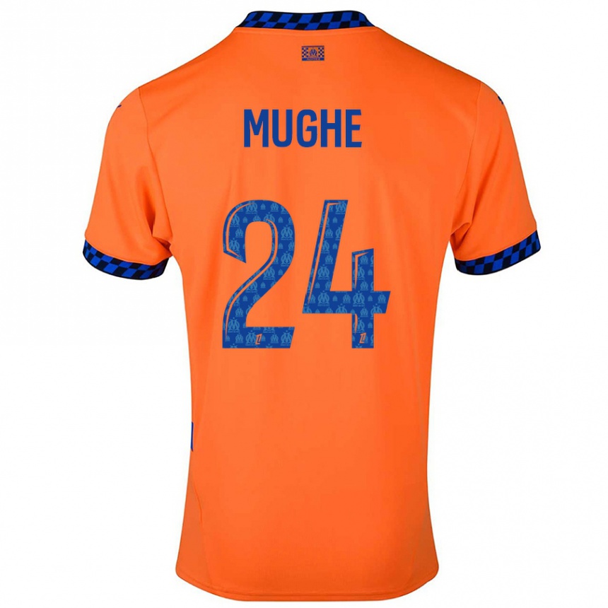 Niño Fútbol Camiseta François Mughe #24 Naranja Azul Oscuro Equipación Tercera 2024/25 Perú