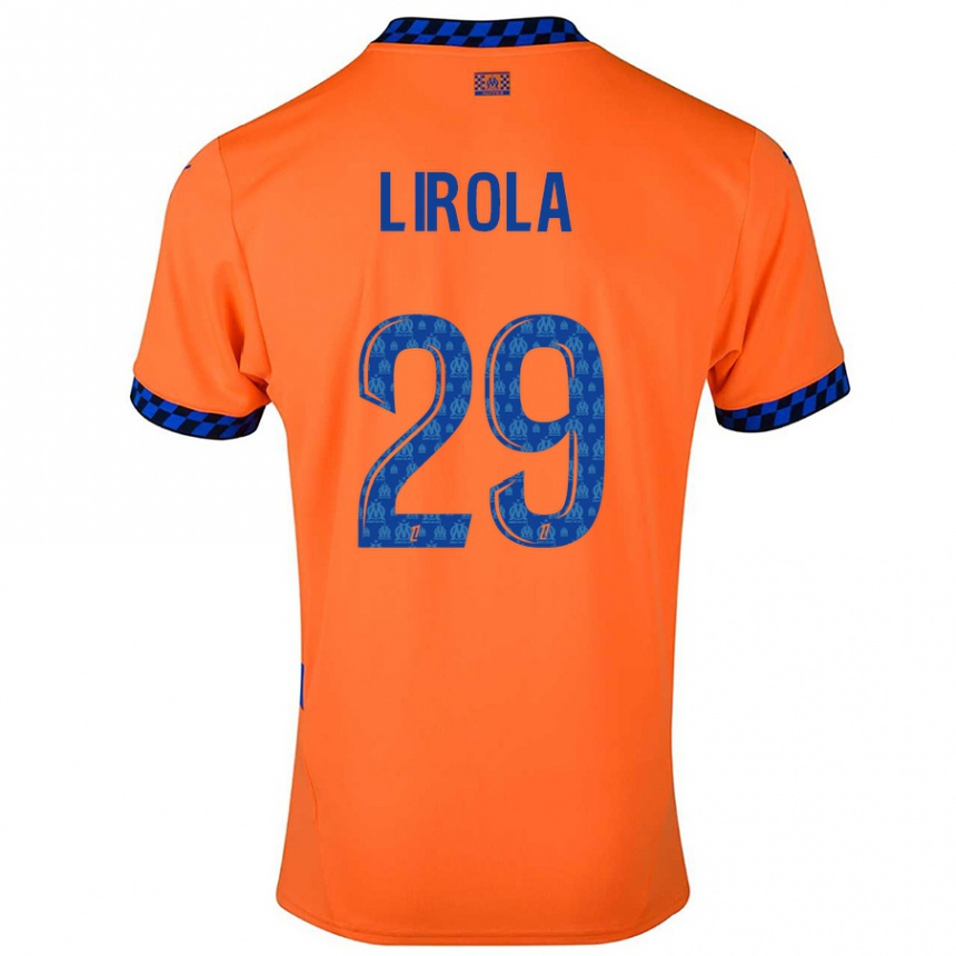 Niño Fútbol Camiseta Pol Lirola #29 Naranja Azul Oscuro Equipación Tercera 2024/25 Perú