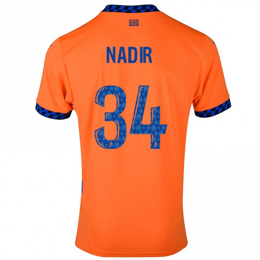 Niño Fútbol Camiseta Bilal Nadir #34 Naranja Azul Oscuro Equipación Tercera 2024/25 Perú