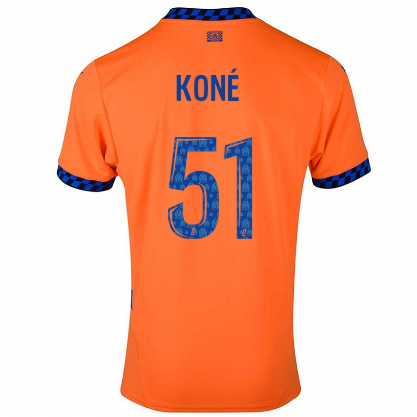 Niño Fútbol Camiseta Ismaël Koné #51 Naranja Azul Oscuro Equipación Tercera 2024/25 Perú