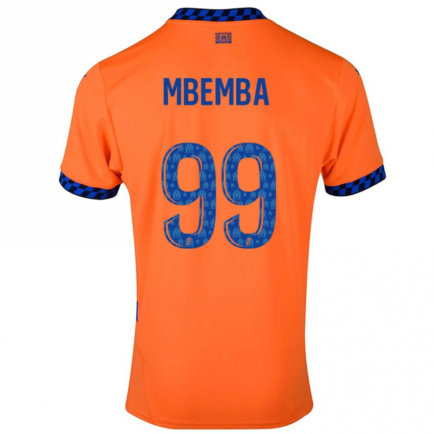 Niño Fútbol Camiseta Chancel Mbemba #99 Naranja Azul Oscuro Equipación Tercera 2024/25 Perú