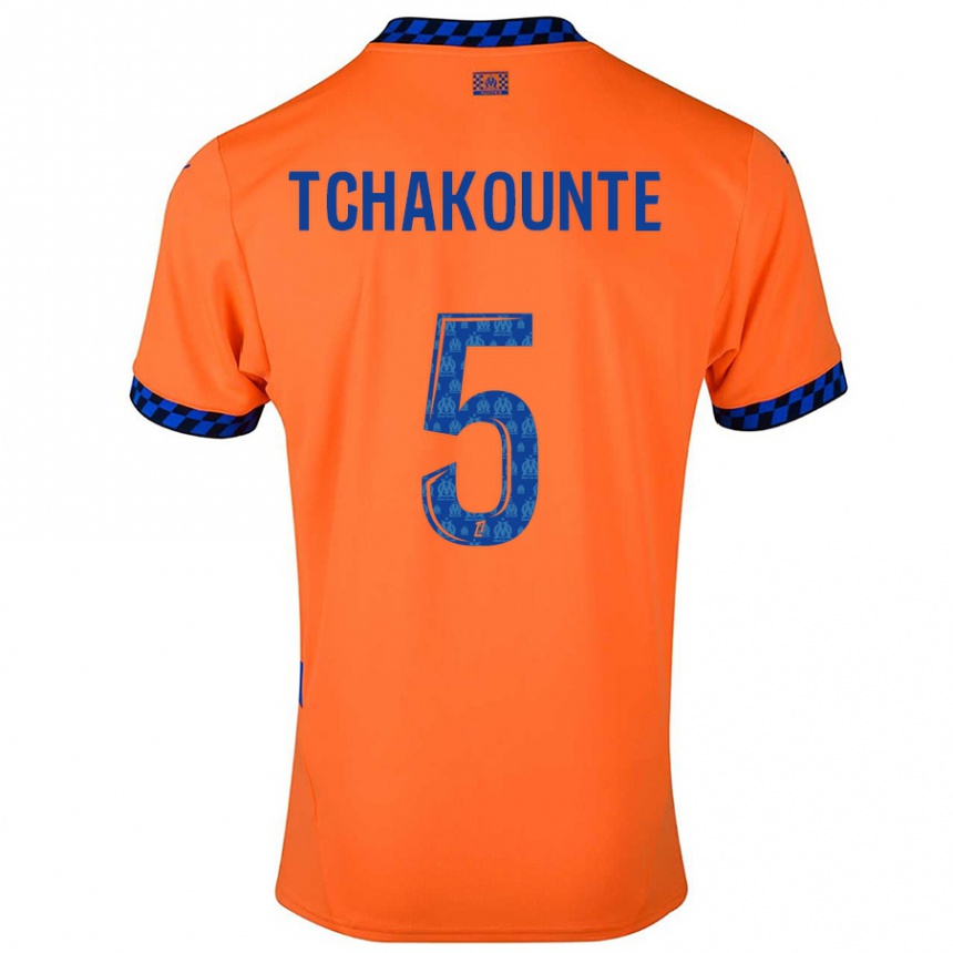 Niño Fútbol Camiseta Annaëlle Tchakounté #5 Naranja Azul Oscuro Equipación Tercera 2024/25 Perú