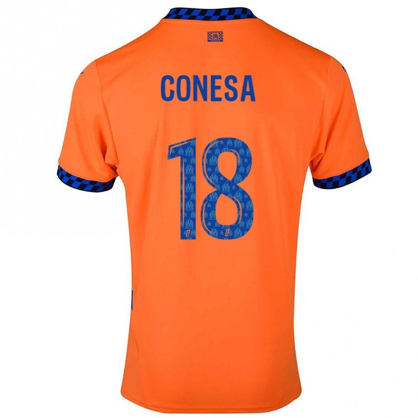 Niño Fútbol Camiseta Anna Conesa #18 Naranja Azul Oscuro Equipación Tercera 2024/25 Perú