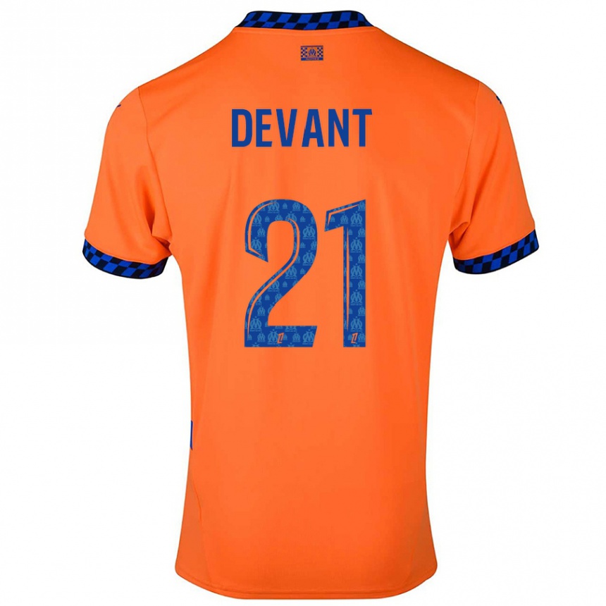 Niño Fútbol Camiseta Caroline Devant #21 Naranja Azul Oscuro Equipación Tercera 2024/25 Perú