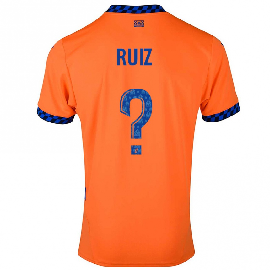 Niño Fútbol Camiseta Pedro Ruiz #0 Naranja Azul Oscuro Equipación Tercera 2024/25 Perú