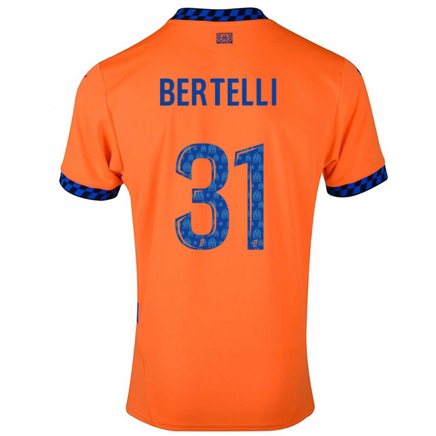 Niño Fútbol Camiseta Ugo Bertelli #31 Naranja Azul Oscuro Equipación Tercera 2024/25 Perú