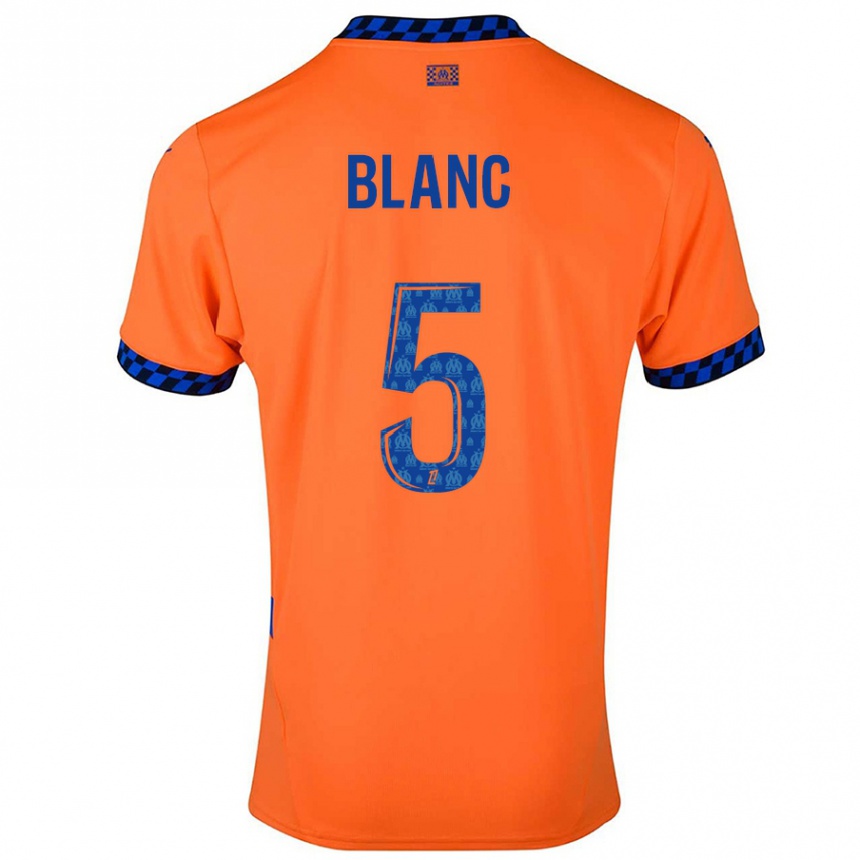 Niño Fútbol Camiseta Amandine Blanc #5 Naranja Azul Oscuro Equipación Tercera 2024/25 Perú