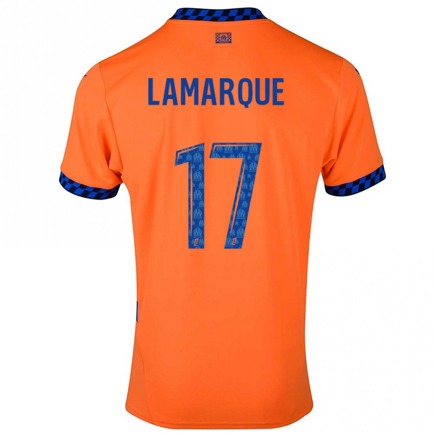 Niño Fútbol Camiseta Alais Lamarque #17 Naranja Azul Oscuro Equipación Tercera 2024/25 Perú