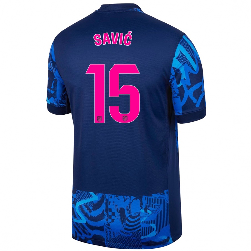 Niño Fútbol Camiseta Stefan Savic #15 Azul Real Equipación Tercera 2024/25 Perú