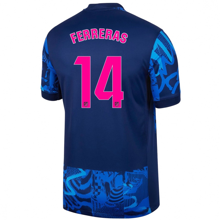 Niño Fútbol Camiseta Adrian Ferreras #14 Azul Real Equipación Tercera 2024/25 Perú