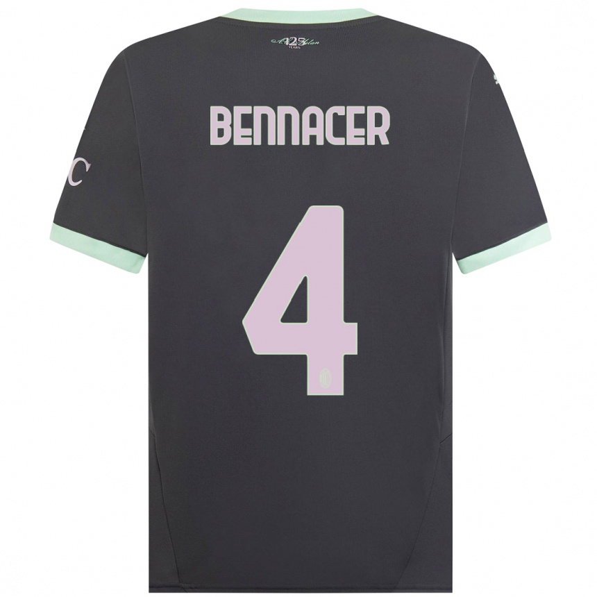 Niño Fútbol Camiseta Ismael Bennacer #4 Gris Equipación Tercera 2024/25 Perú