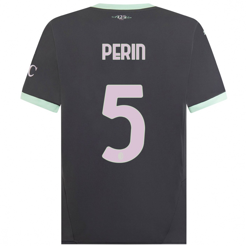 Niño Fútbol Camiseta Ernesto Perin #5 Gris Equipación Tercera 2024/25 Perú